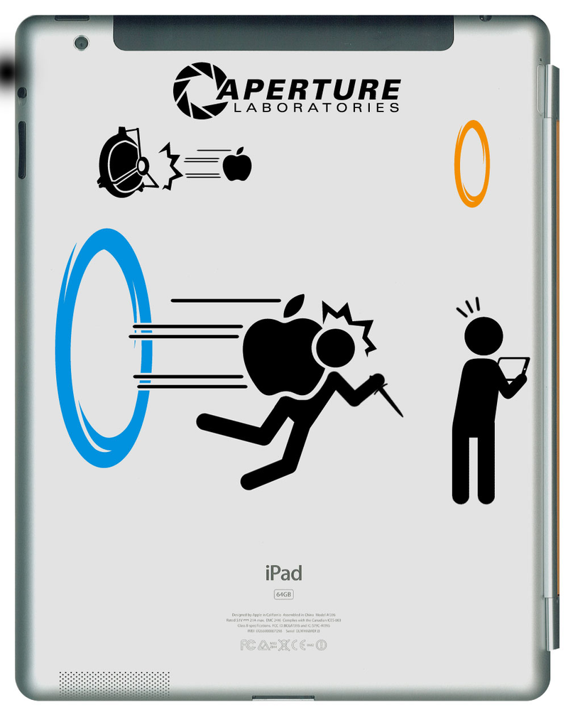 Illustration for article titled Unofficial Portal iPad Decals Turn Apple's Logo into Weapons